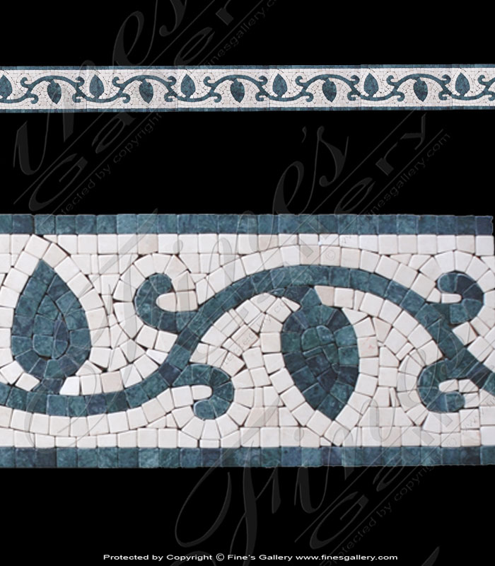 Marble Stones  - Dark Blue Leaf Vine Border - MST-33