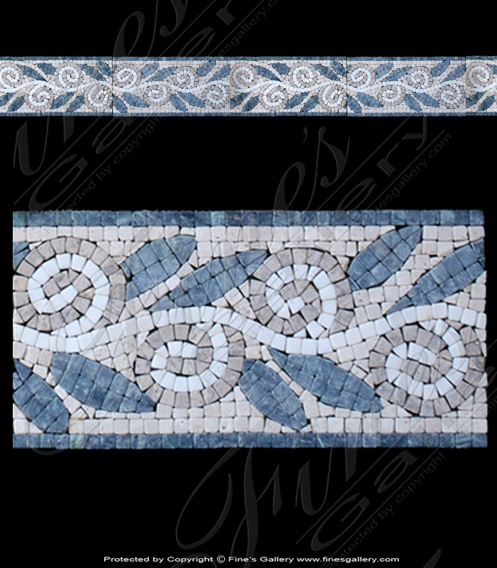 Marble Stones  - Blue Leaf Mosaic Border - MST-34