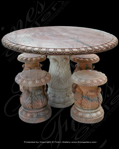 Marble Tables  - Round Table W/Pedestal Chairs - MT-101