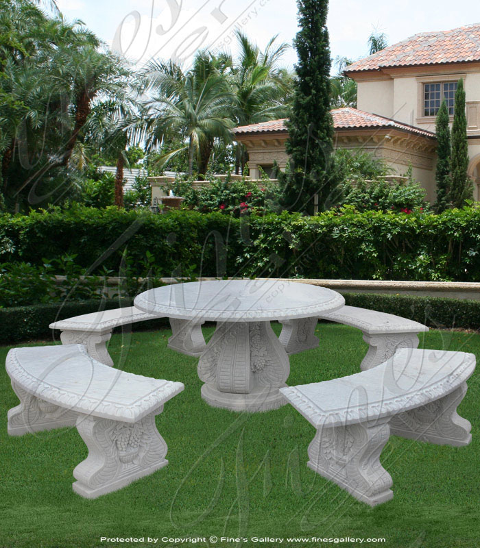 Search Result For Marble Tables  - Table With Benches - MT-153