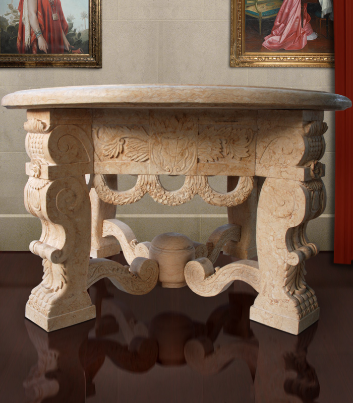 Marble Tables  - Ornate Cream Marble Table - MT-188