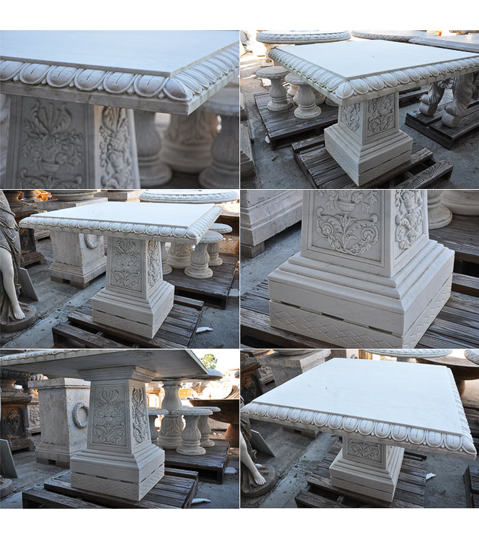 Marble Tables  - Vintage Collection - Ornate Table In Statuary Marble - MT-206