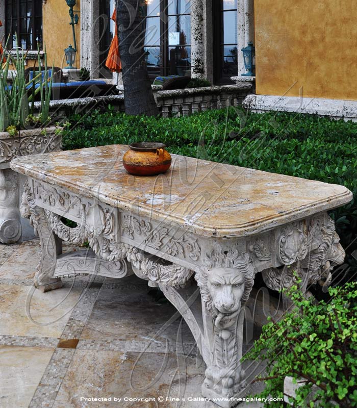 Marble Tables  - Italian Villa Style Travertine Table - MT-263