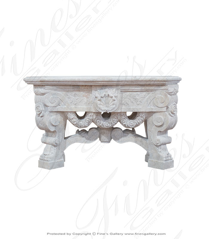 Marble Tables  - Ornate Travertine Table - MT-266