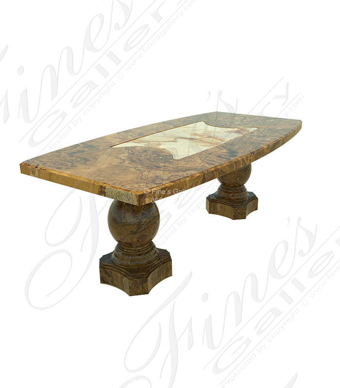 Marble Tables  - Contemporary Onyx Table With Inlay - MT-281