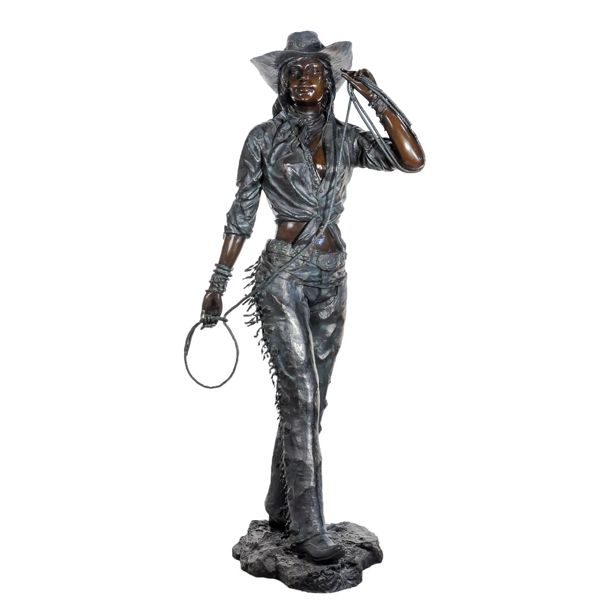 A Vintage Cowgirl Statue — Model BS-630 — Hand-Crafted by Fine's Gallery