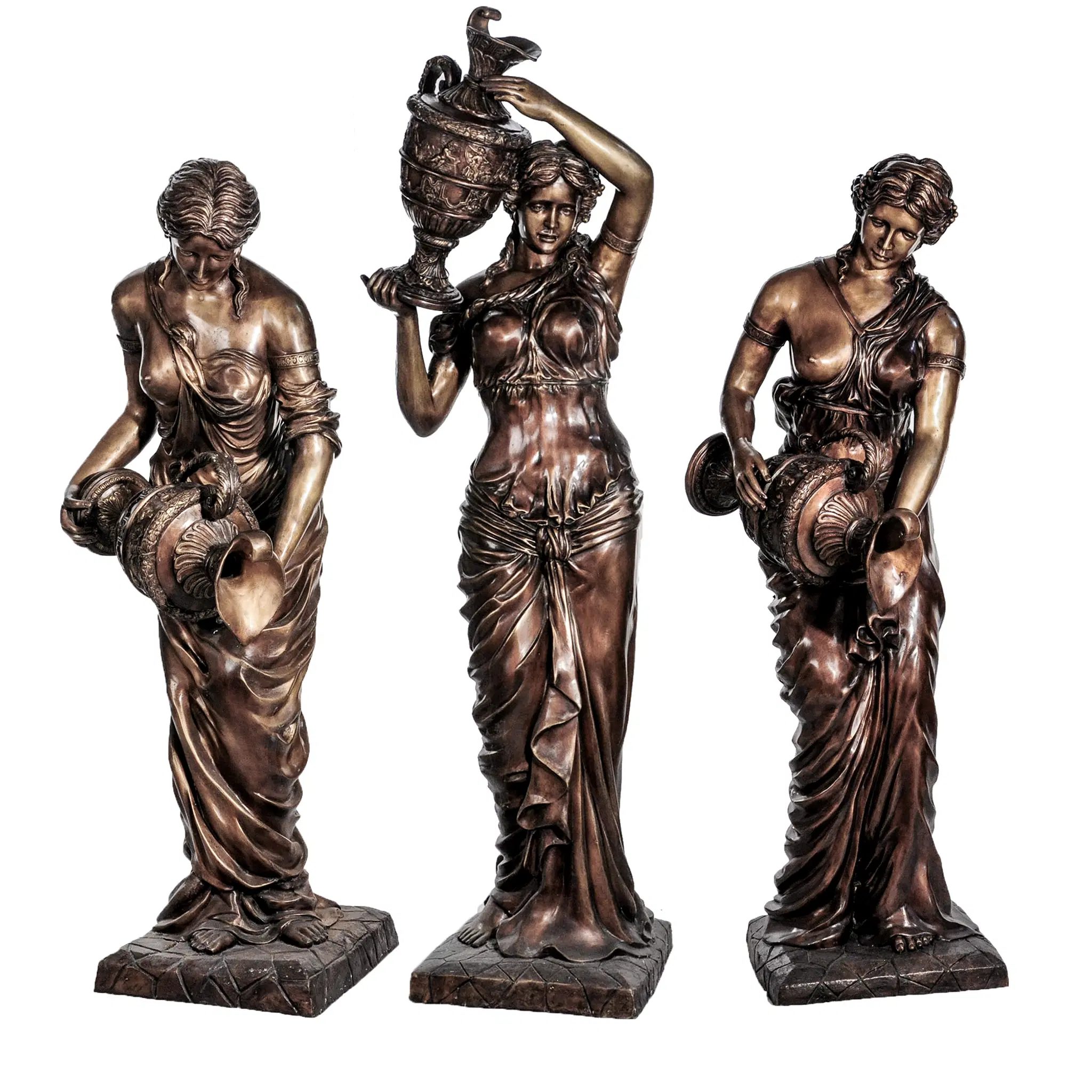Three Bronze Maidens Fountain Set — Model BF-730 — Hand-Crafted by Fine's Gallery