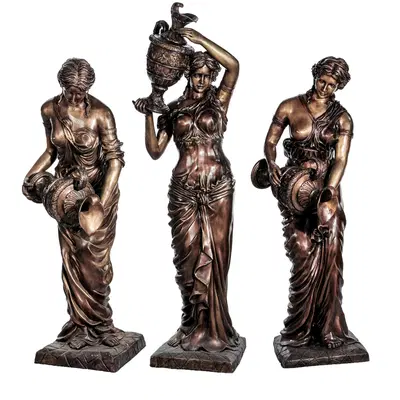 Three Bronze Maidens Fountain Set