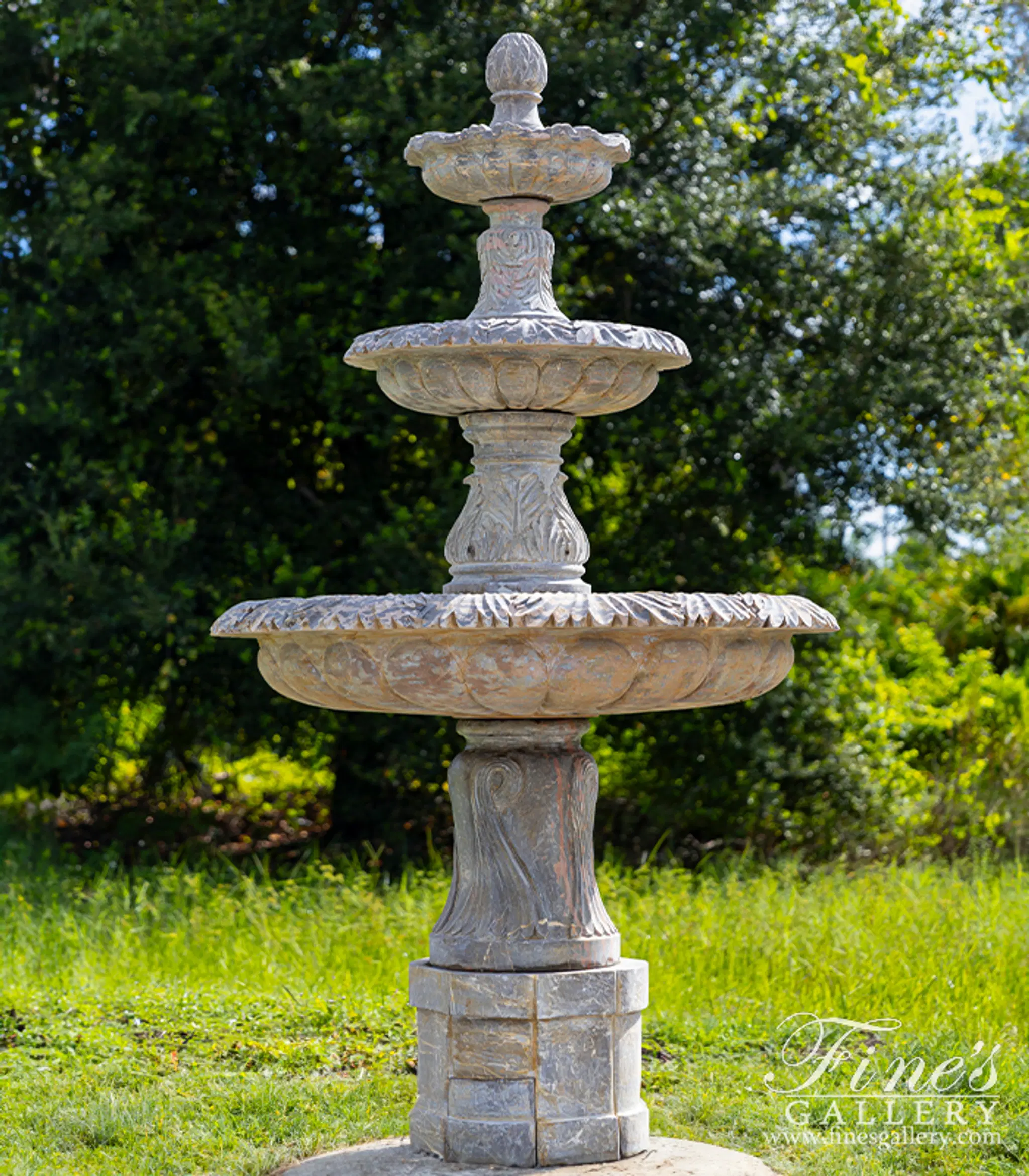 Vintage Collection - Accanthus Brown marble fountain — Model MF-1756 — Hand-Crafted by Fine's Gallery