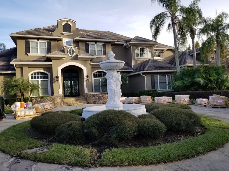 Fountain, Mantel & Columns in Statuary Marble at FL Estate