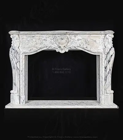 Rare French Style Mantel in Exotic Arabascato Corchia Gold Marble