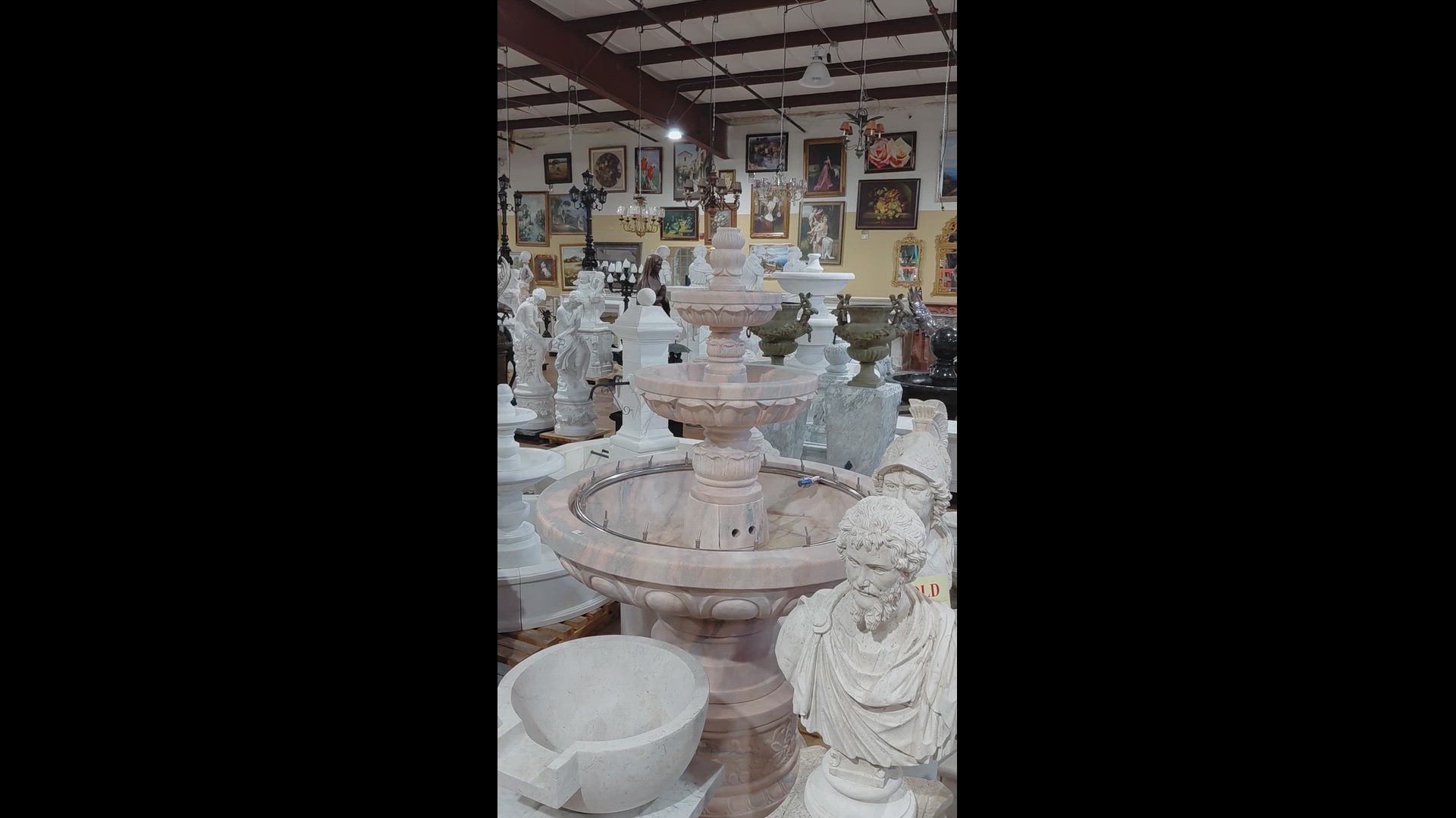Charming Tiered Fountain with Ornate Scrollwork in Rosetta Marble — Model MF-2378 — product video