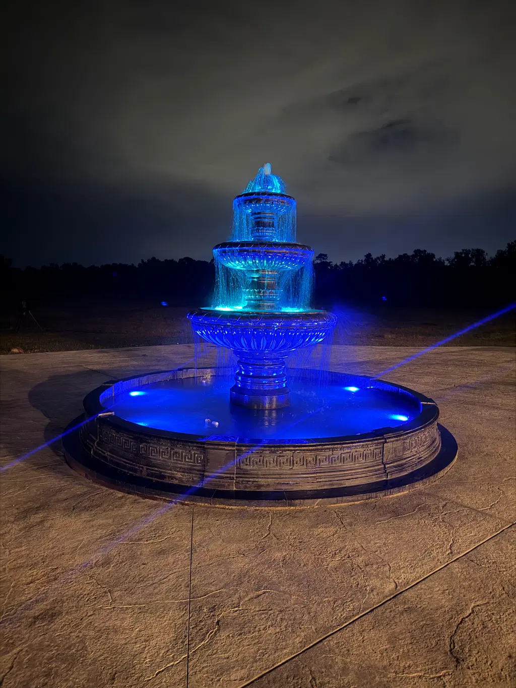 Greek Key Themed Three tier fountain in Black Marble