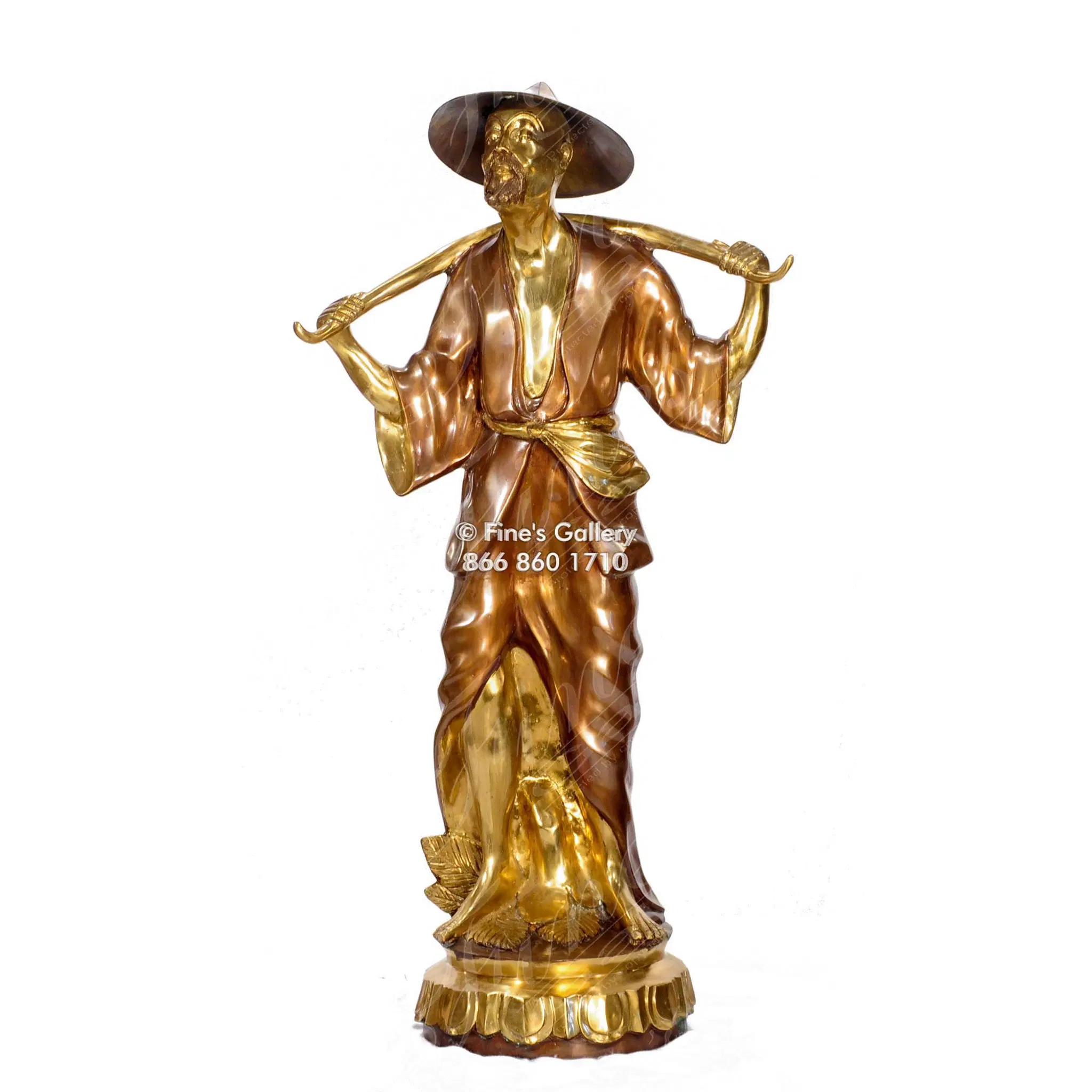 Oriental Man with Yoke in Bronze