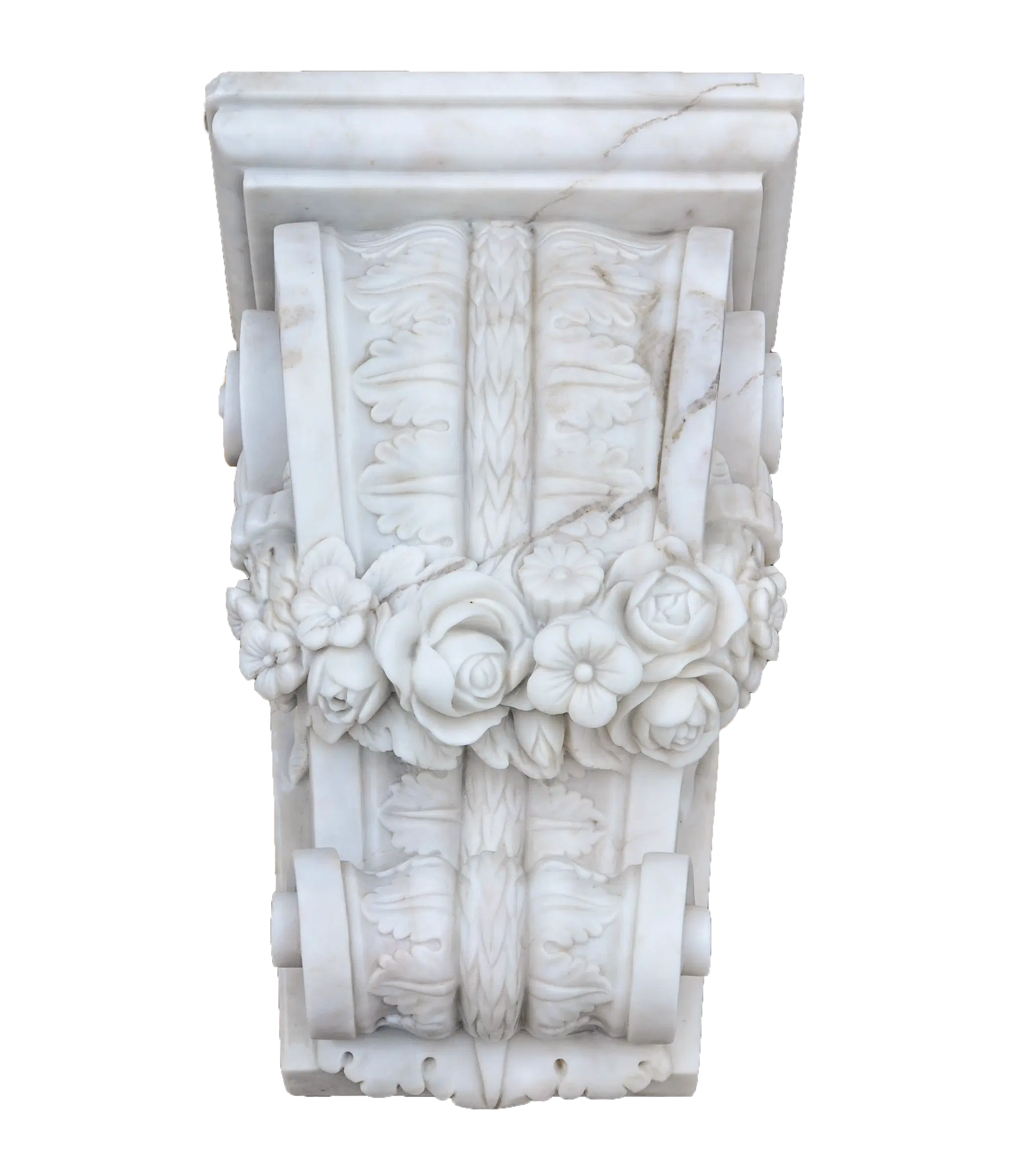 Hand-Carved Statuary Marble Corbel — Model MCOR-011 — Hand-Crafted by Fine's Gallery