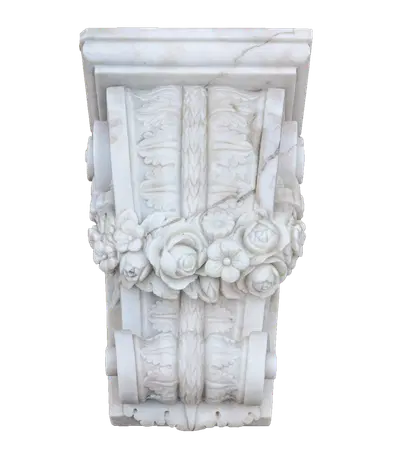 Hand-Carved Statuary Marble Corbel 