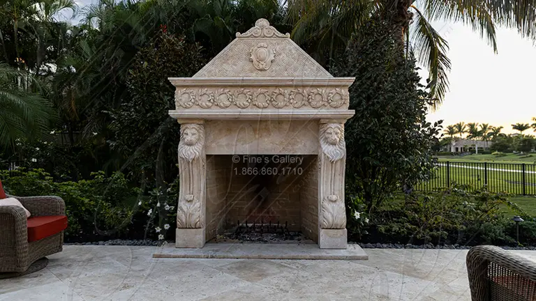 Outdoor Fireplace and Gazebo Fountain in Naples Florida
