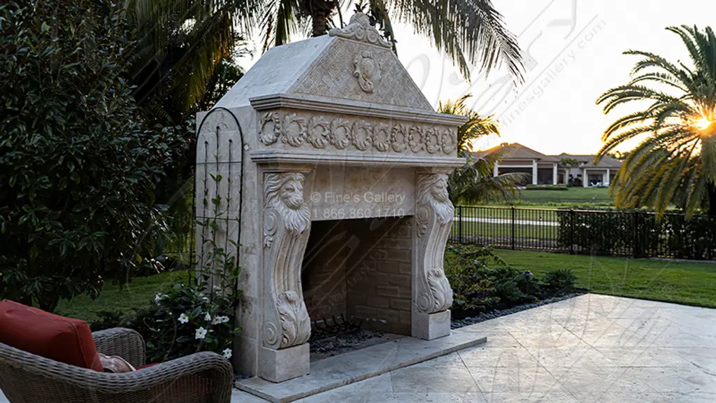 Outdoor Fireplace and Gazebo Fountain in Naples Florida