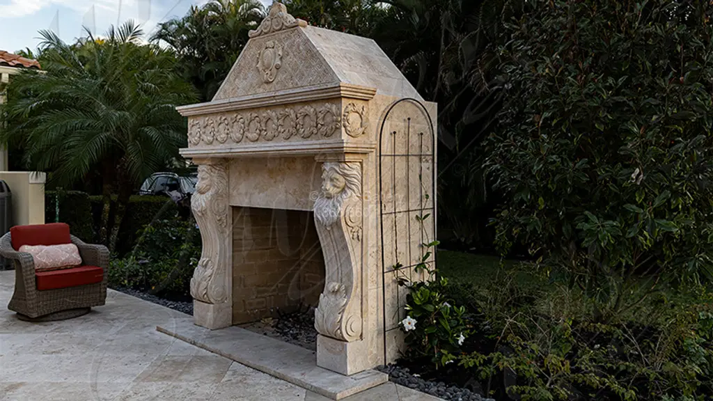 Outdoor Fireplace and Gazebo Fountain in Naples Florida