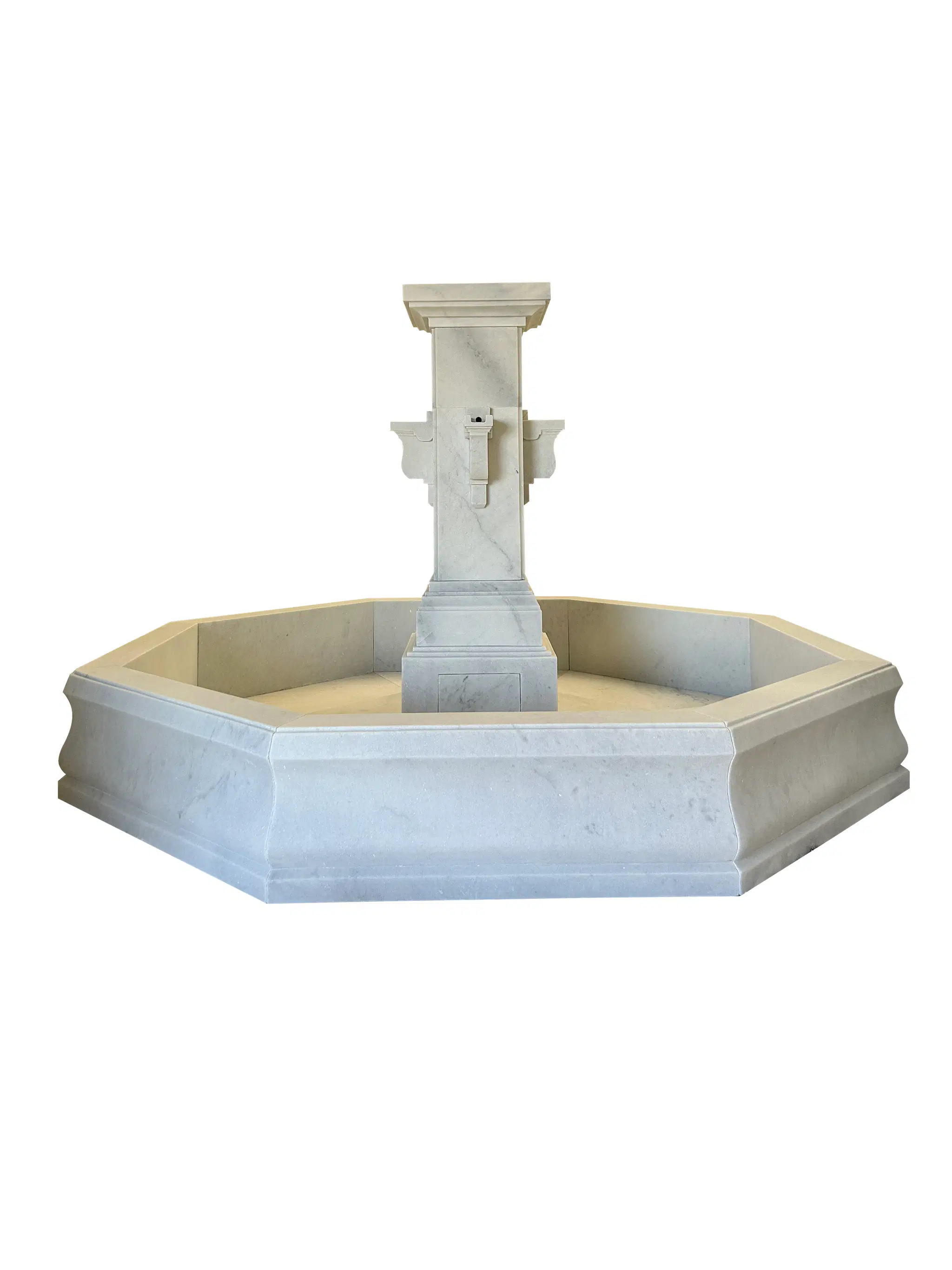 Bespoke French Countryside Fountain in Statuary Marble — Model MF-2402 — detail view 1