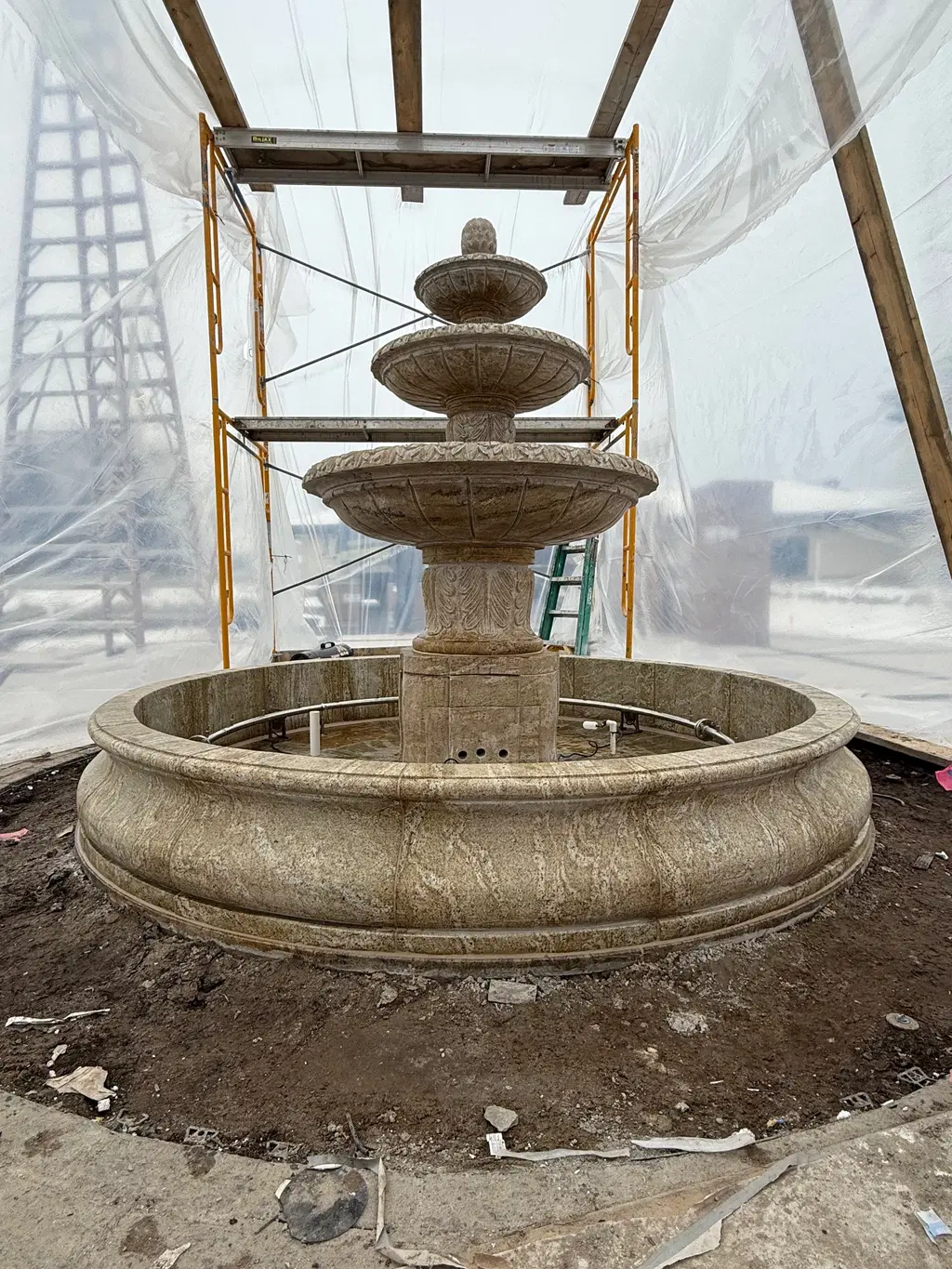 Granite Fountain Installation in Michigan USA