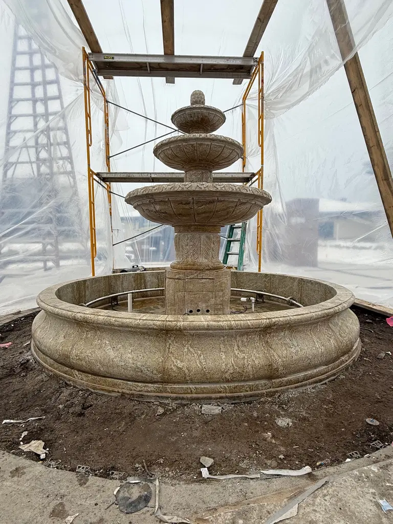 Granite Fountain Installation in Michigan USA