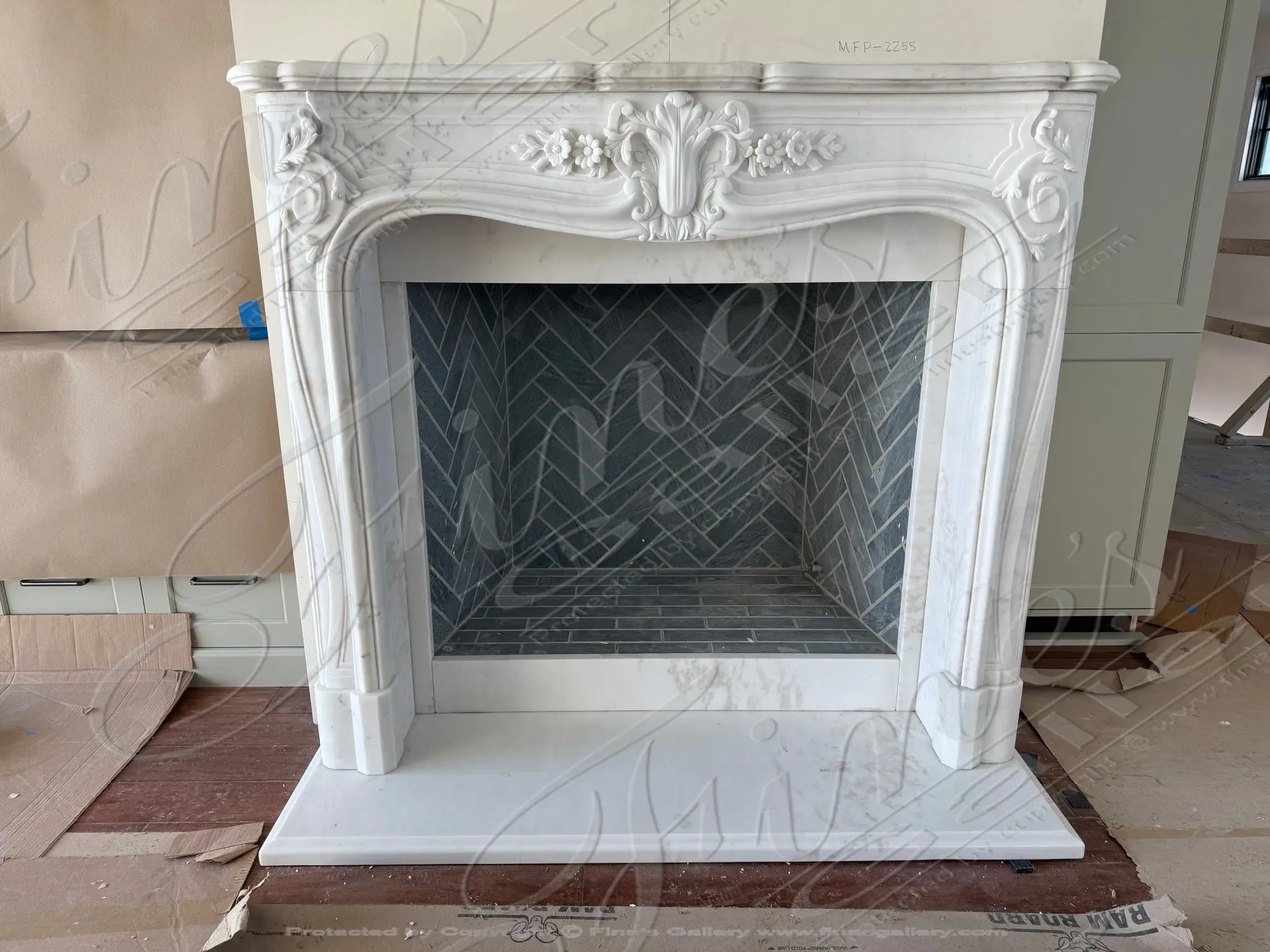 french style marble mantel installation