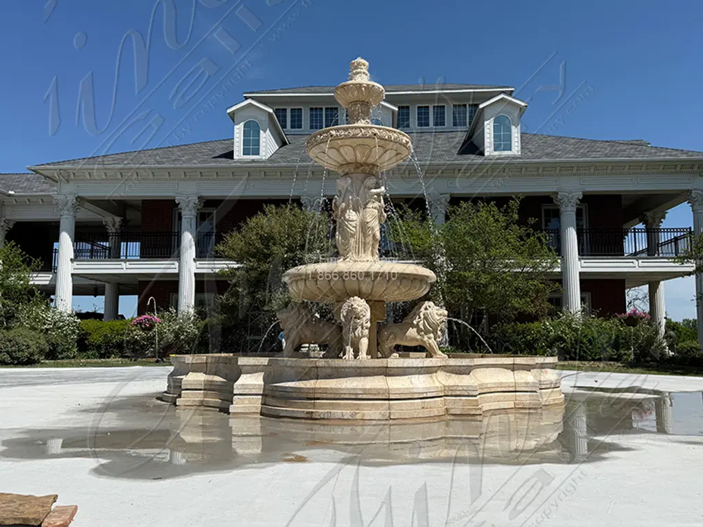 Ladies and Lions Travertine Fountain Installation Spring 2025