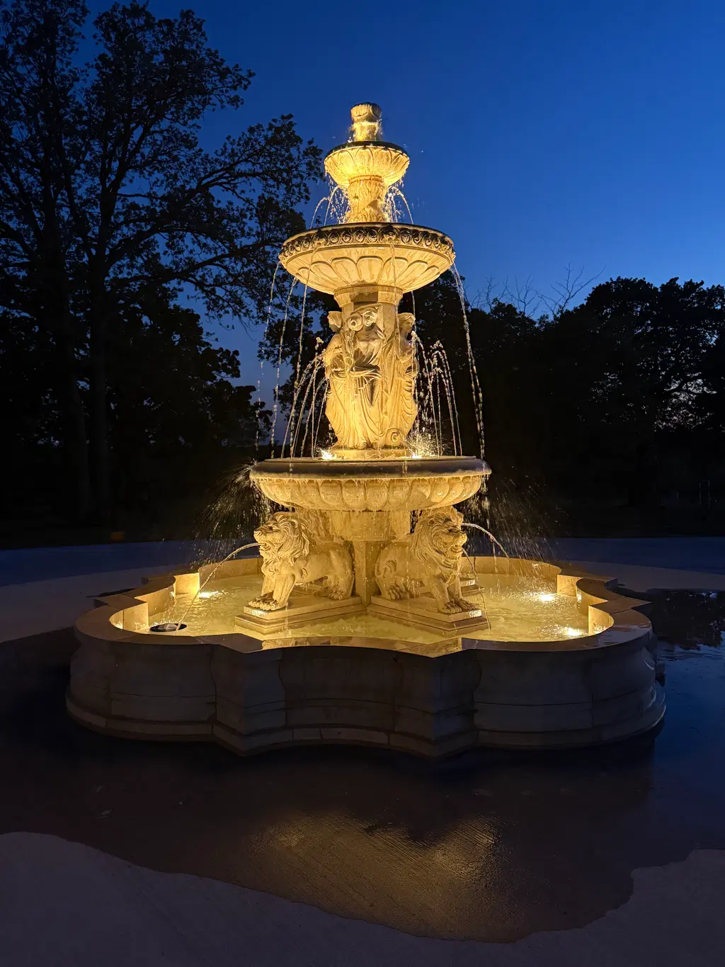 Monumental Italian Style Fountain in Classic Light Travertine