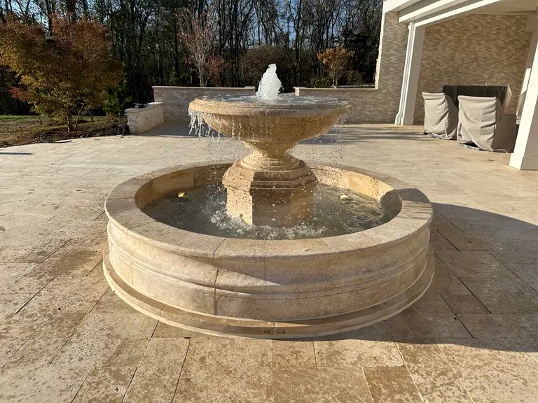 Single Tiered Fountain in Classic Light Travertine