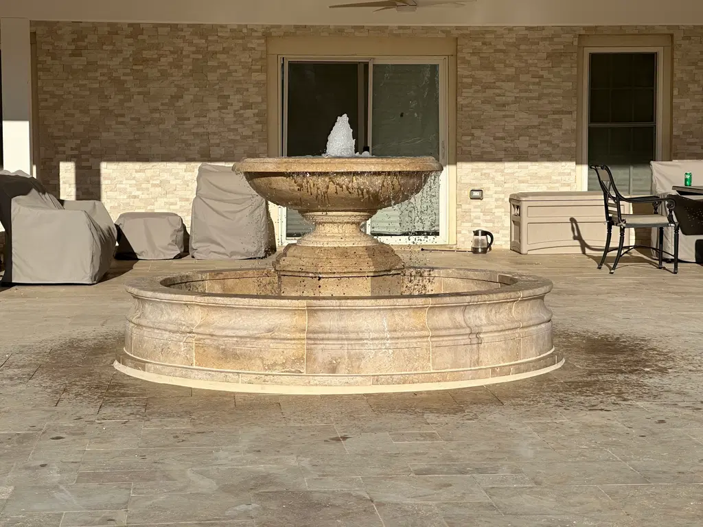 Single Tiered Fountain in Classic Light Travertine