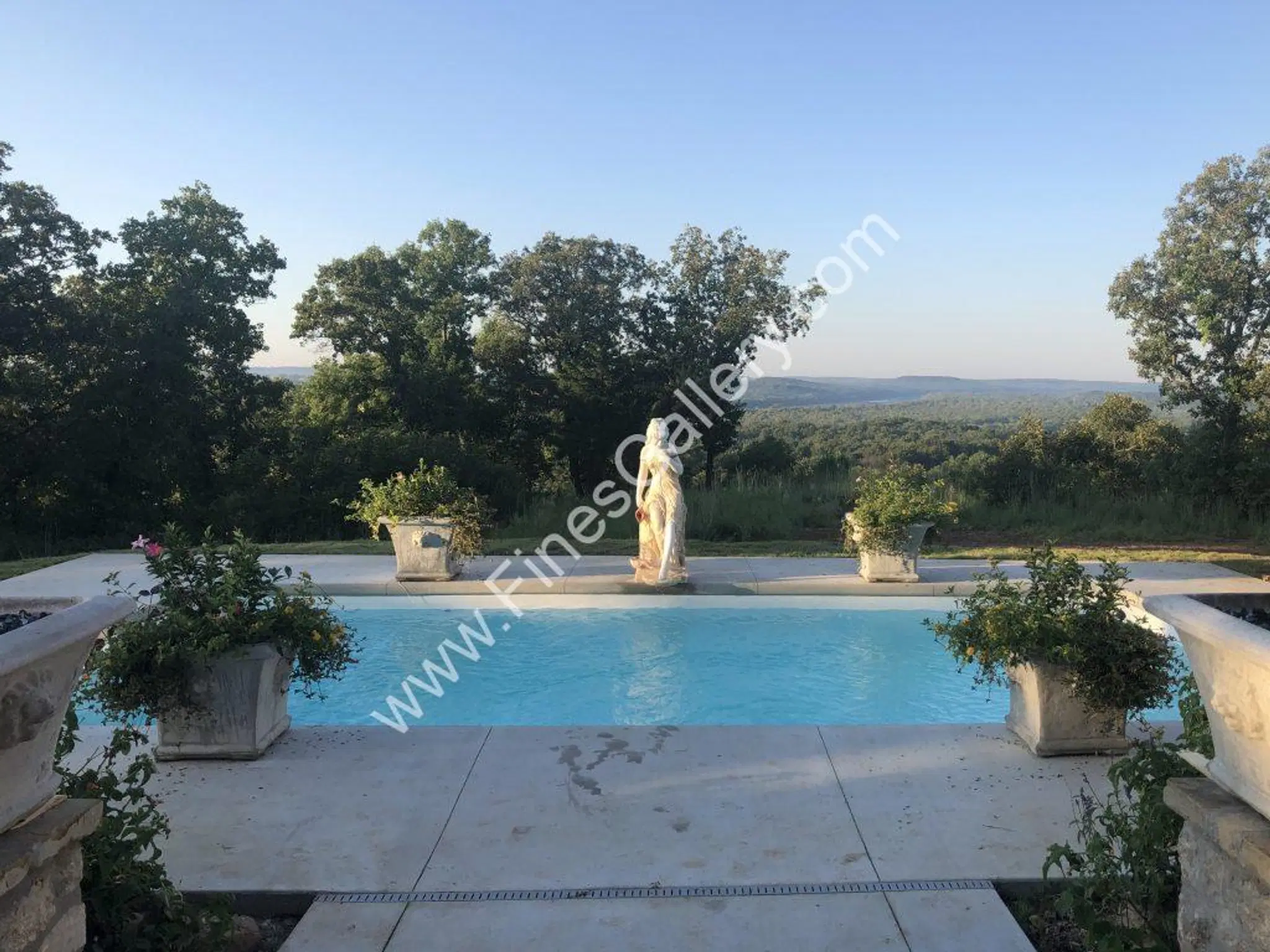 Swimming Pool with Marble Fountain Accent
