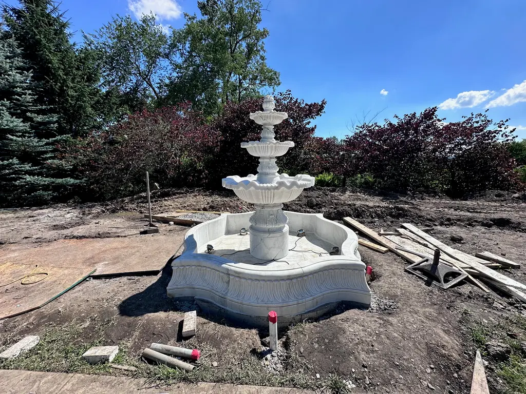 Ornate 3 Tier Marble Fountain in Statuary Marble