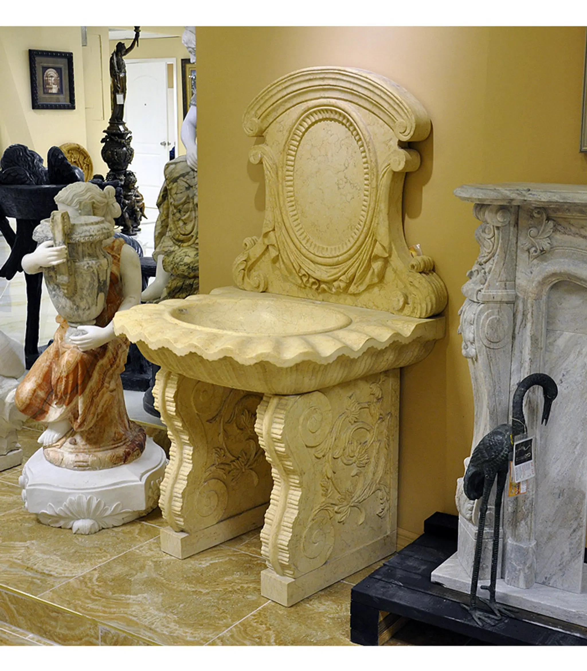 A Vanity Sink In Egyptian Cream Marble