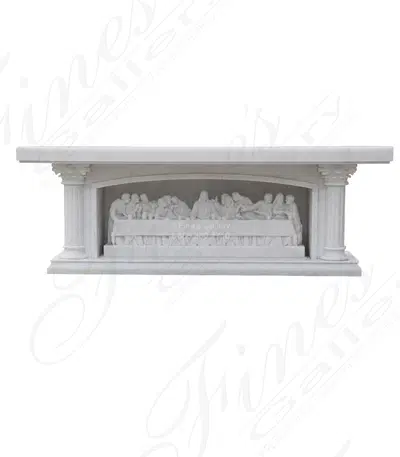 Last Supper Themed Altar in Statuary White Marble