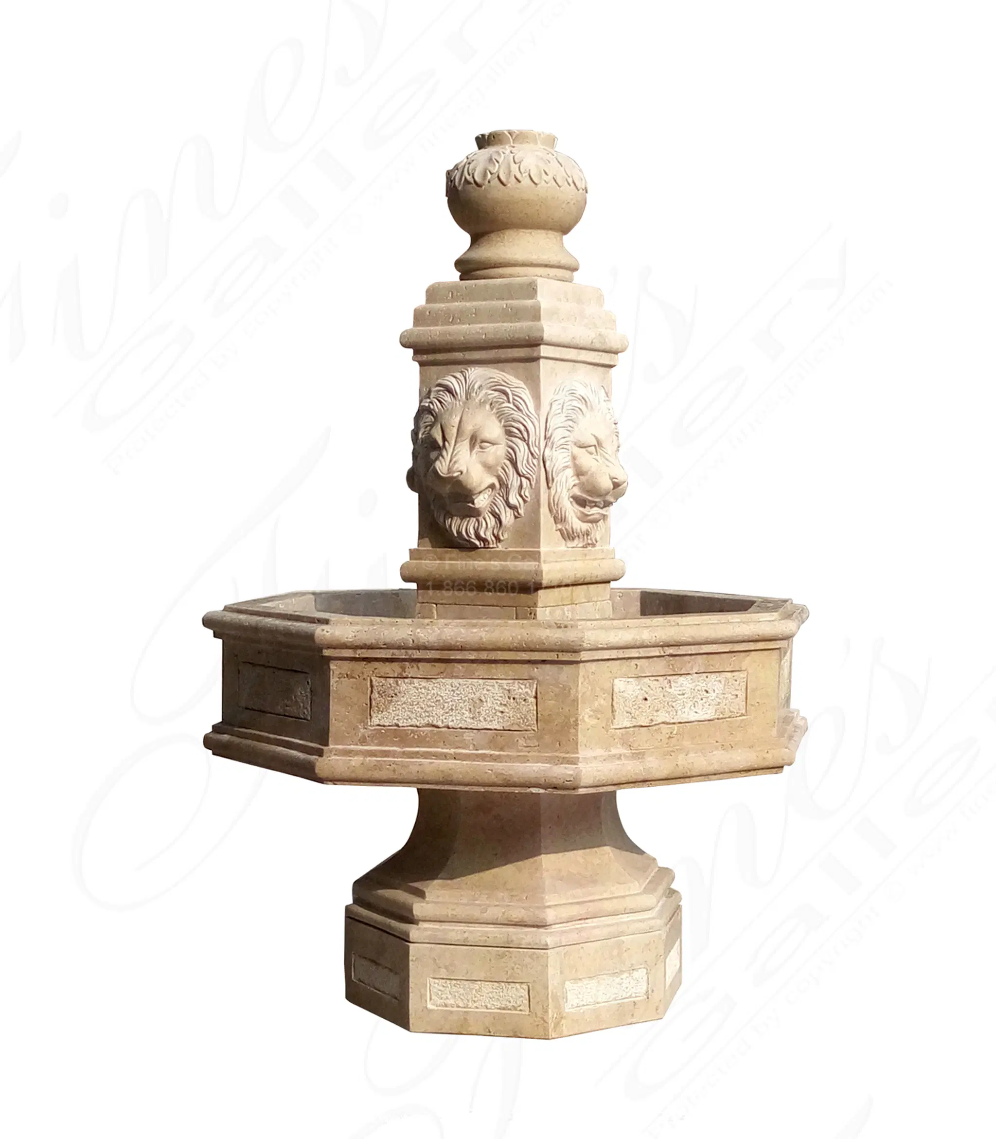 Old World Tuscany Gardens Travertine Fountain — Model MF-1750 — Hand-Crafted by Fine's Gallery