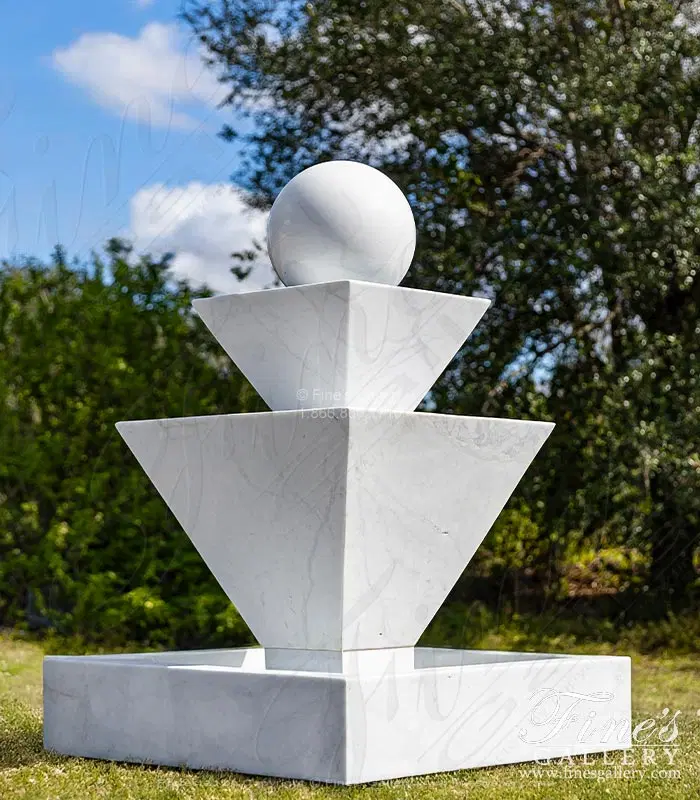 Classic Contemporary Fountain in White Marble