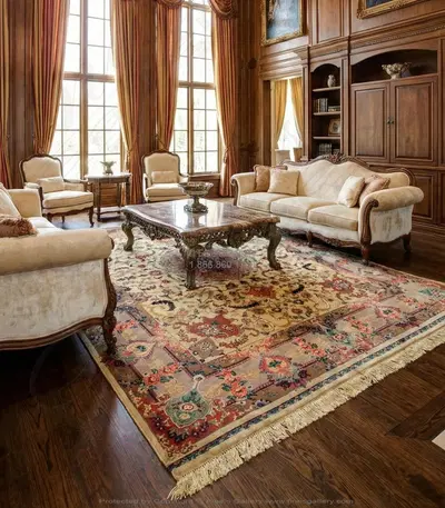 Pink and Lavender Floral Hand-Knotted Wool & Silk Rectangle Rug - Luxury Home Decor