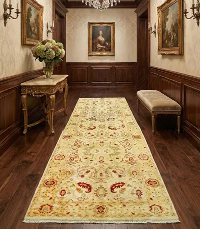 Hand-Knotted Oversized Rug Runner with Muted Natural Dyes - Fine's Gallery
