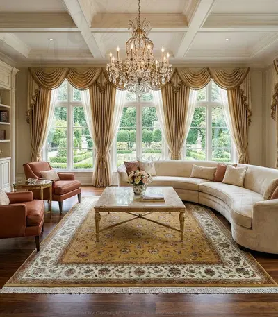 Traditional Gold Hand-Knotted Wool Area Rug - Rectangle - Fine's Gallery