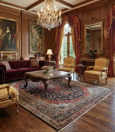 Persian Hand-Knotted Wool Rug Rectangle - Mansion Size Classic Jewel Tones