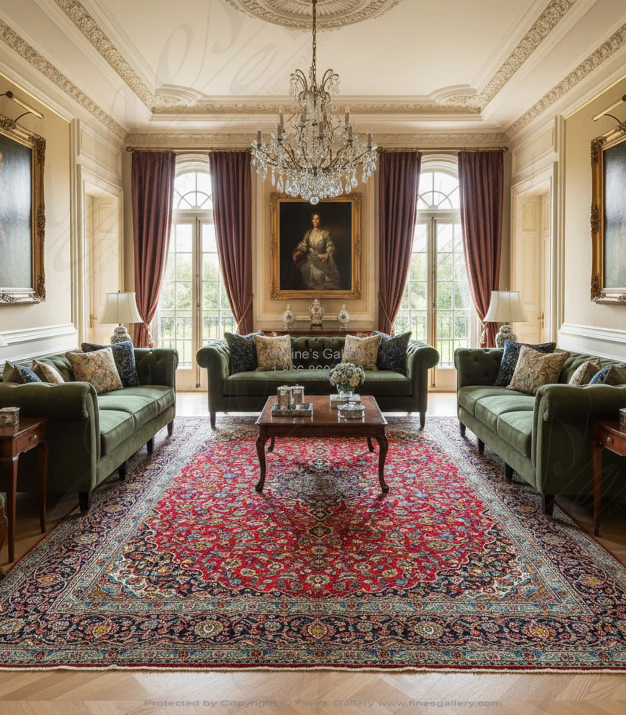 Hand Knotted Semi-Antique Persian Rug Rectangle - Classic Design in Jewel Tones