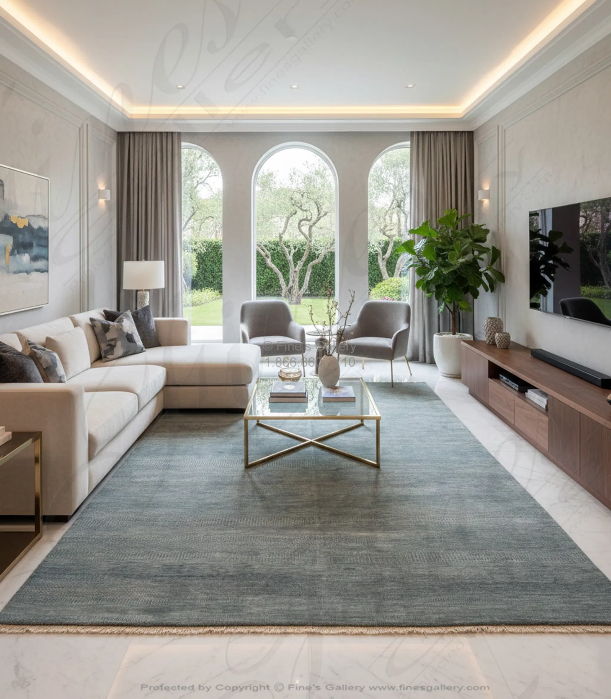 blue grey coastal saw-grass hand-knotted wool rug