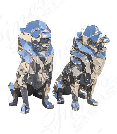 Abstract Stainless Lion Pair