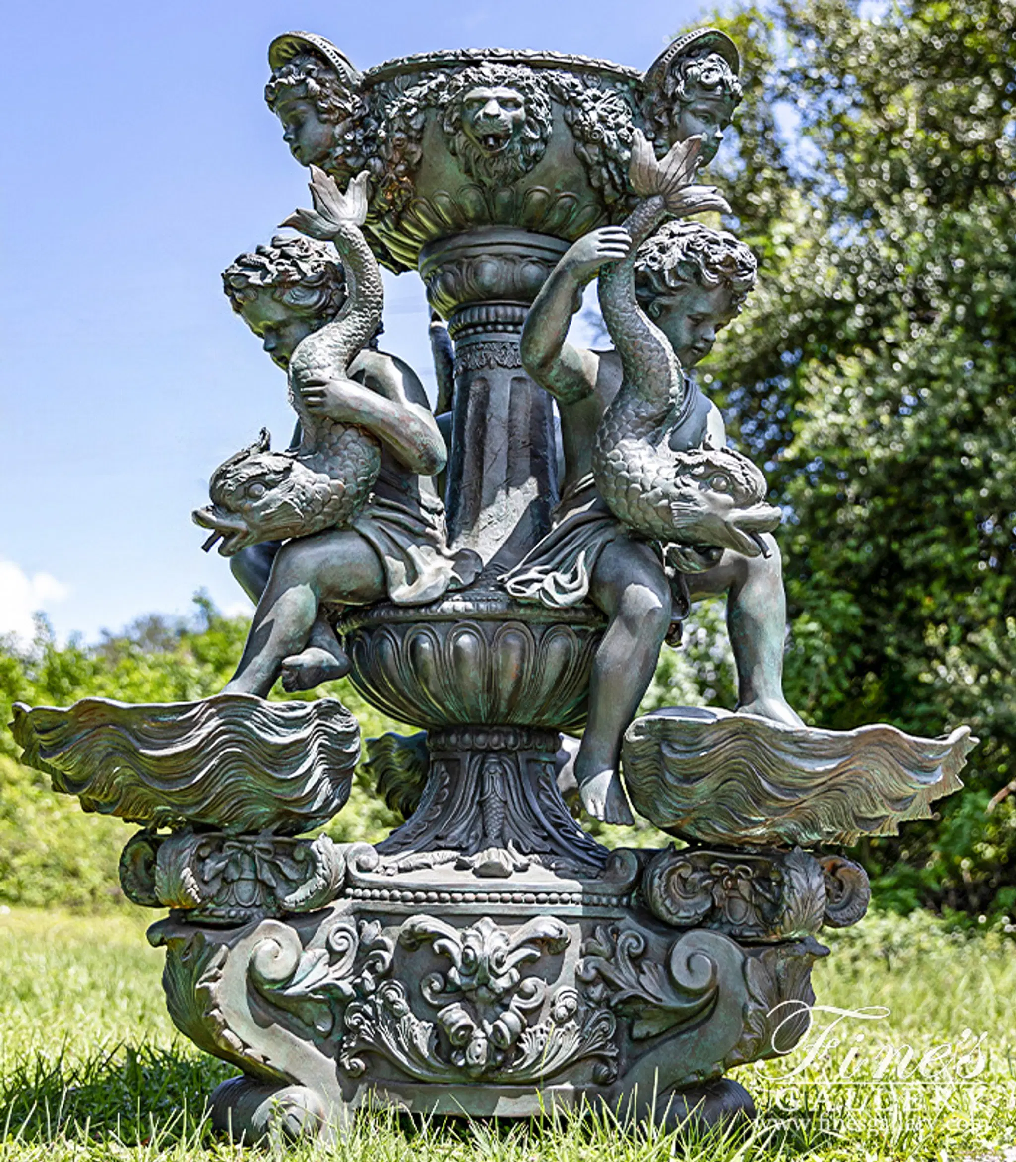 Rare Museum Quality Tiered Bronze Cherubs Fountain — Model BF-1435 — Hand-Crafted by Fine's Gallery