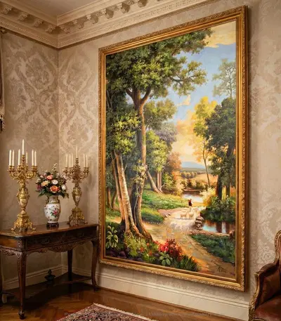 A Man With His Flock Canvas Painting