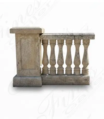 Classic Light Travertine Balustrade System - Complete Stone Railing Kit with Balusters, Posts, Rails and Base