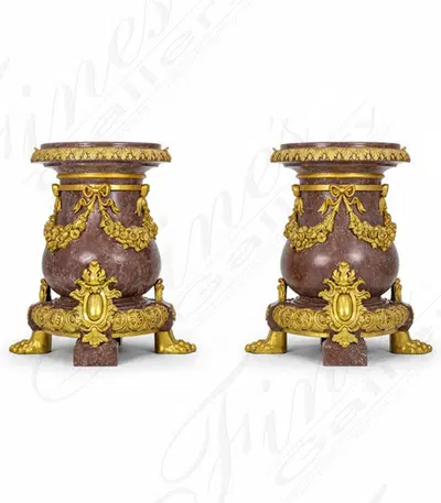 Gold Gild Bronze Base Featuring Floral Garland Detail