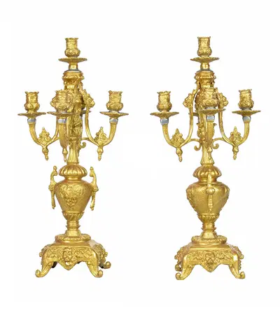 Gold Finish Bronze Candelabra 