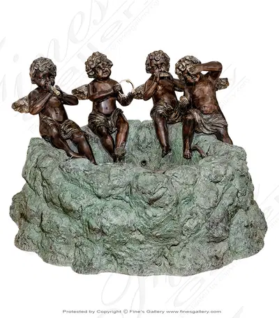 Four Instrumental Cherubs Fountain in Bronze